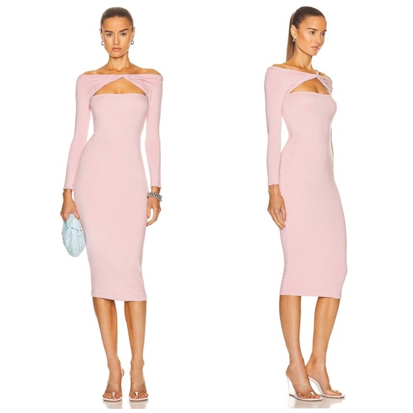 SER.O.YA Irene Cutout Midi Dress Pastel Pink / Medium / Retrofete Sister Brand - Picture 1 of 7